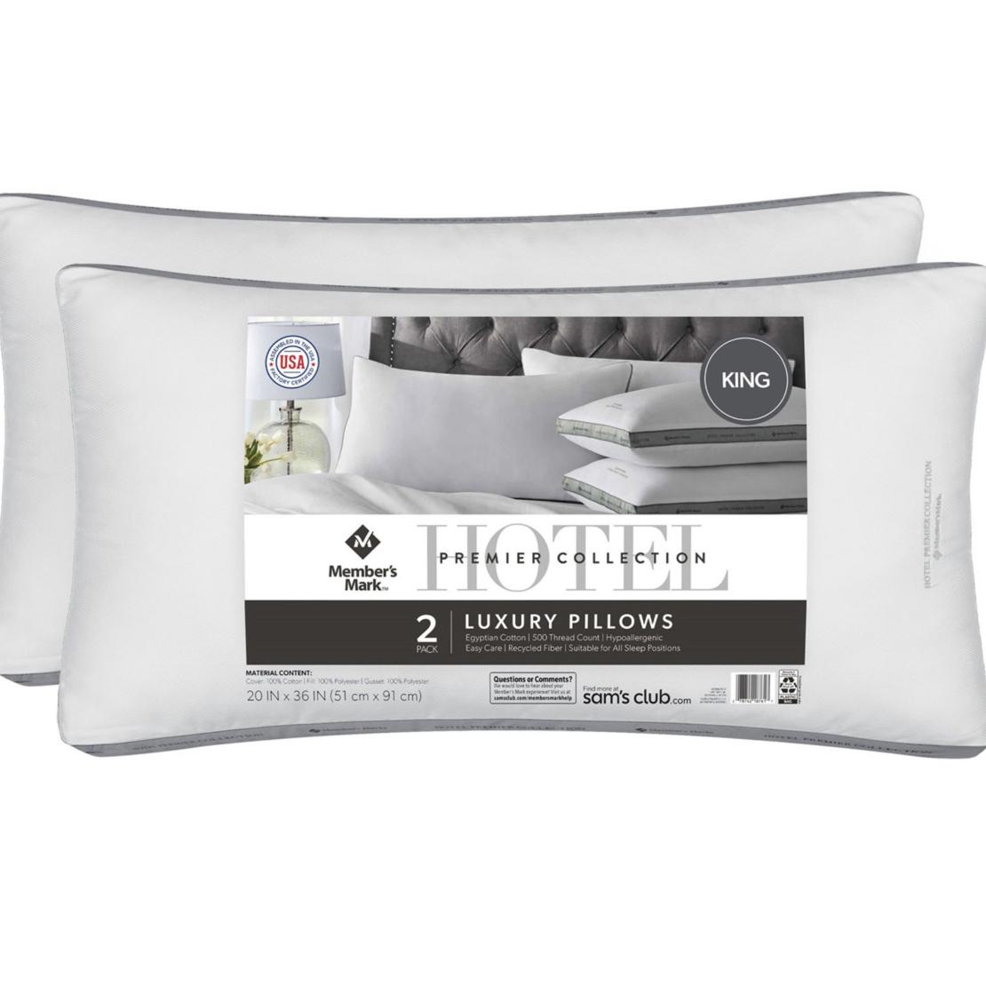 Member's Mark Hotel Premier Collection Bed Pillows, 2 Pack