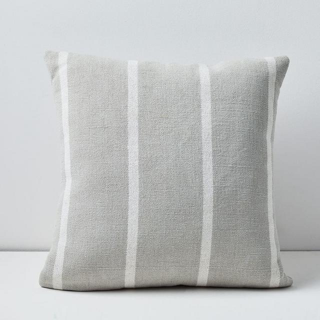 Outdoor Simple Stripe Pillow, 20"x20", Stone Gray