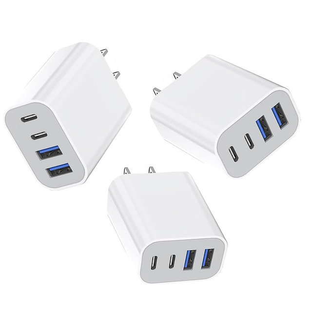 35W Apple iPhone 17 16 Pro Adapter,3Pack 4-Port Quick Charger Block USB C MultiPort PD Plug Adapter+QC Double Type C Adapter Fast Charging for iPhone 17 Air/17 Pro Max/16e/15/15 Pro/14/13/12/11/X/iPad