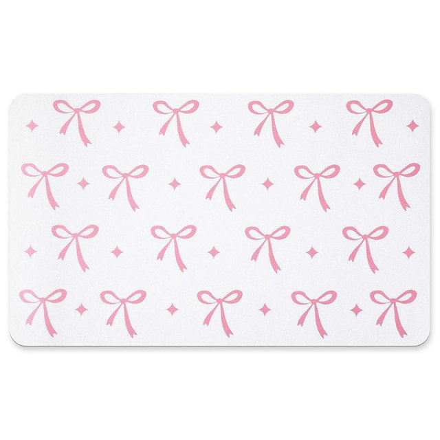 Maxdot Pink Bow Dish Drying Mat Kitchen Counter Coquette Coffee Mat Absorbent Drainer Mats with Anti Slip Rubber Backed for Coffee Maker Coffee Pot Dining Room Decoration