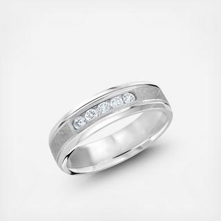 Men's Scratch-Finish Channel-Set Diamond Wedding Ring