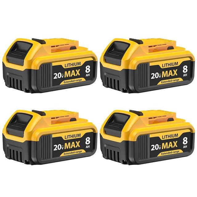 4-Pack 8000mAh Replacement for DeWalt 20V Max Battery- Compatible with DCB206 DCB200 DCB201 DCB207 DCB203 DCB205, Fits 20V Battery Lithium ion Tools & Original Chargers