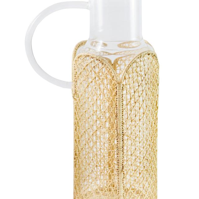 Raffia-Lined Glass Pitcher