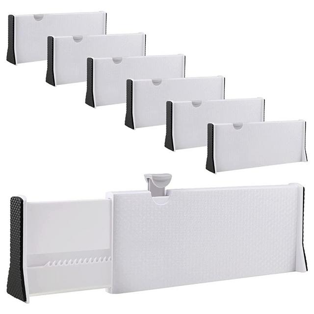 Rapturous 6 Pack Drawer Dividers – 4 Inch High Expandable Dresser Drawer Organizers, Anti-Scratch Foam Edges – Adjustable Drawer Organization Separators for Kitchen, Bedroom, Bathroom or Office Drawer