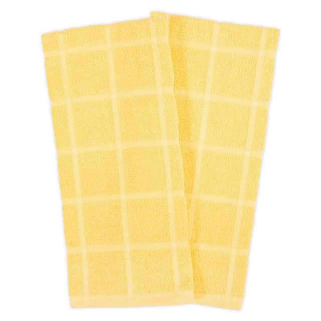 KitchenSmart® Colors Solid Windowpane Kitchen Towels in Canary (Set of 2)
