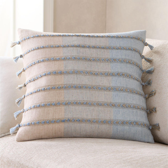 Isla Braided Stripe 23"x23" Bunbury Blue Throw Pillow with Feather Insert