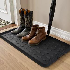 Durable Rubber Boot Tray, 16x27.5 Inches, Black Dots