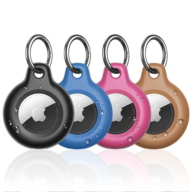 Supfine Waterproof Airtag Holder,4 Pack Air Tag Keychain,Hard PC+TPU Full Body Protective Tracker Case with Loop Key Ring for Apple Tags,IPX8 Airtags Cover for Wallet,Luggage,Cat,Dog,Pets