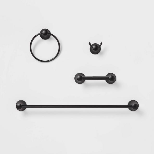 4pc Casual Bath Hardware Set Black - Threshold™