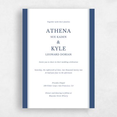 Navy, Blue Wedding Invitation - Weyers Border Letterpress