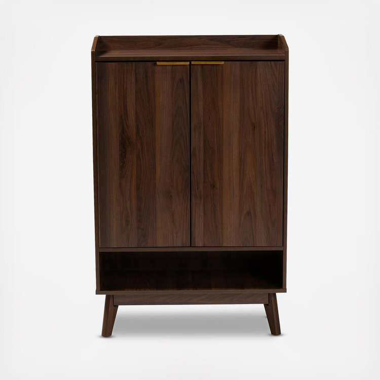 Baxton Studio, Lena Finished 5-Shelf Wood Entryway Shoe Cabinet | Zola