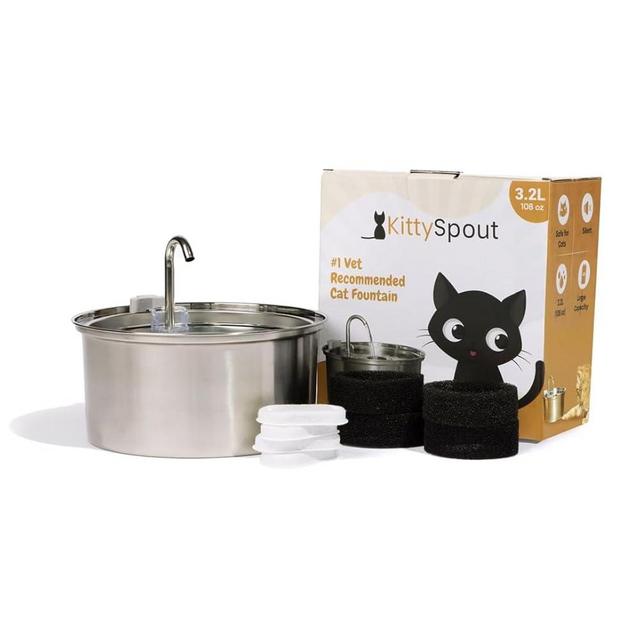 The KittySpout Stainless Steel Cat Water Fountain, 3.2L/108oz