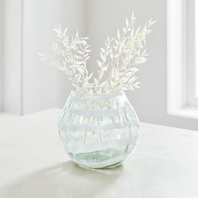 White Mexican Glass Vase, Short