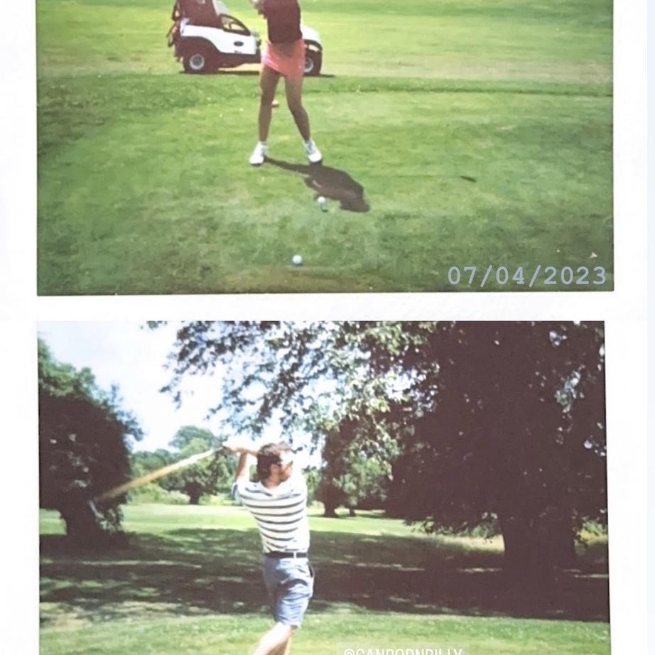 Billy teaches Grace how to golf
