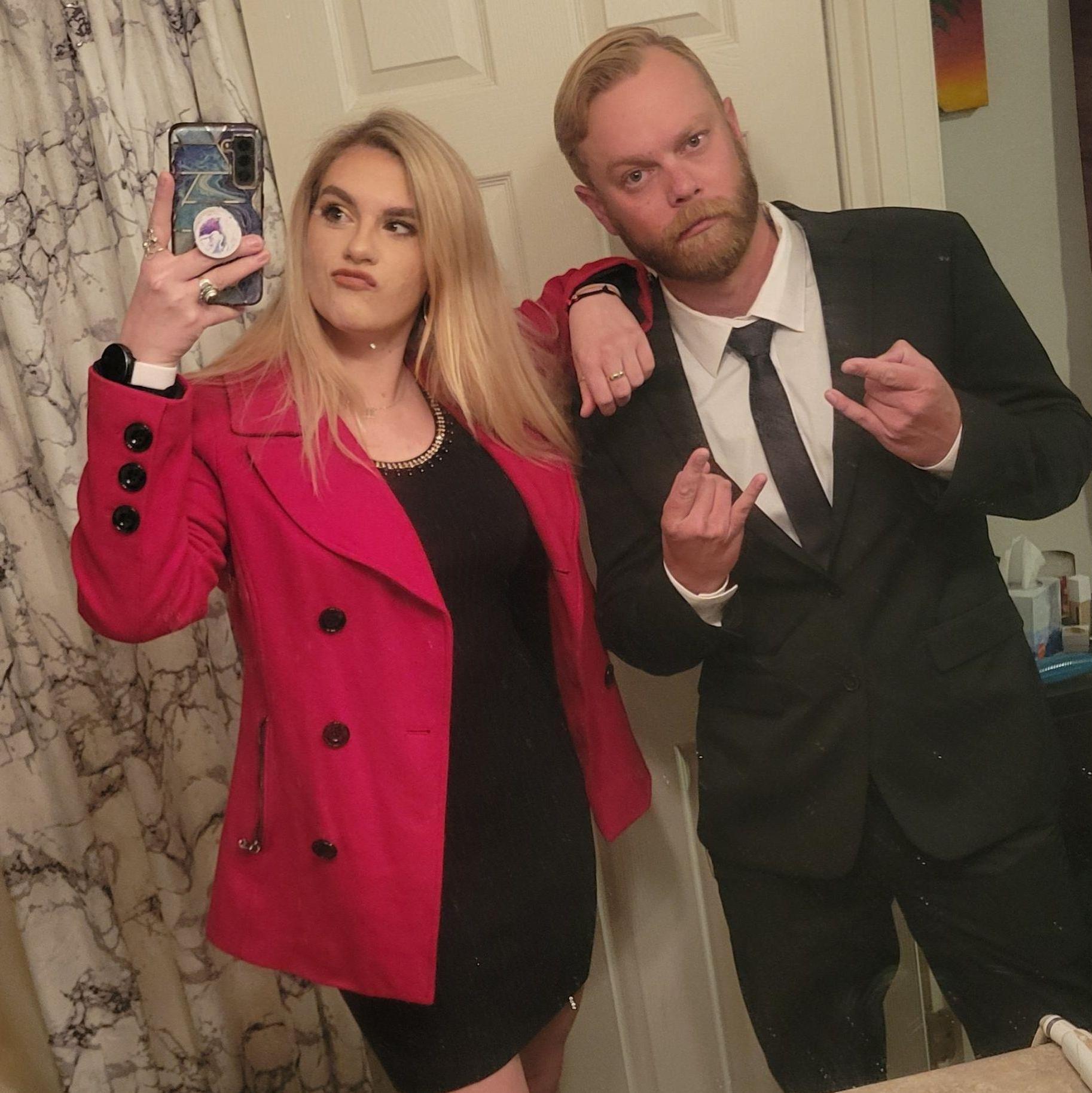 We both like to dress up, so we had to do a fancy dinner~