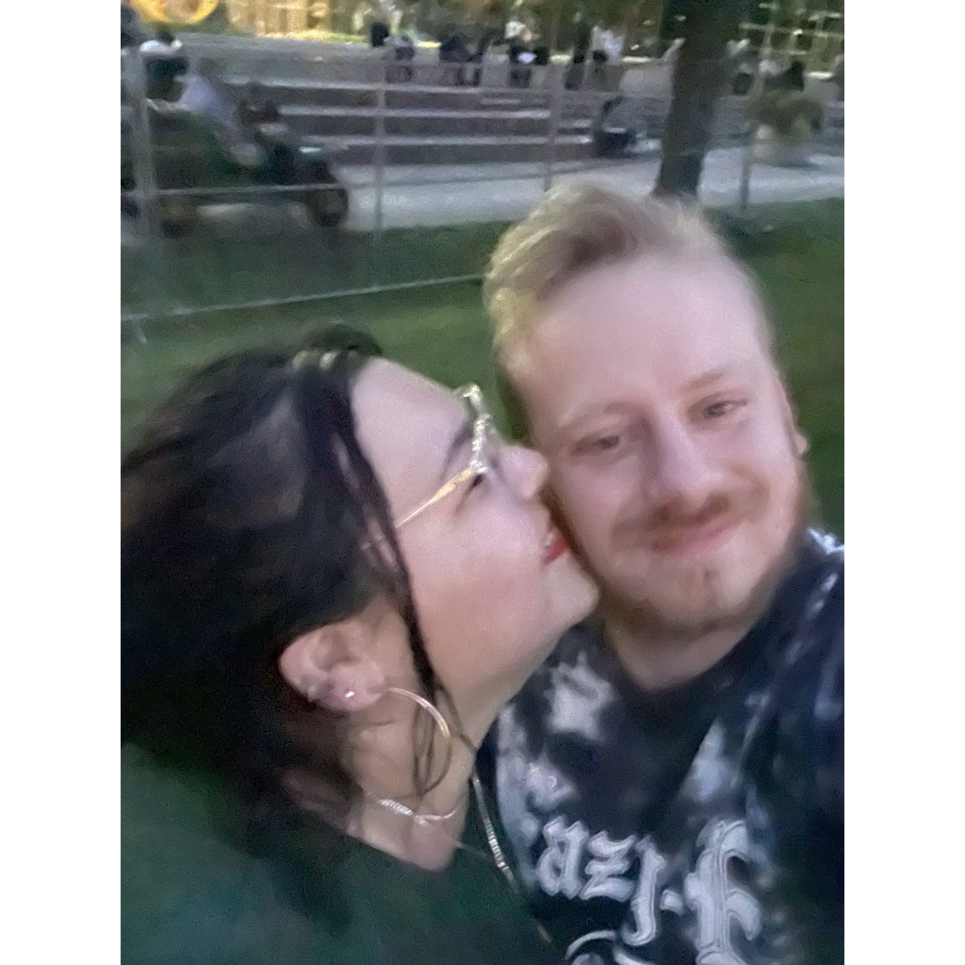 Our first date was seeing the downtown fireworks in 2022. It has been our tradition ever since to recreate our first date, this was our 1-year anniversary.