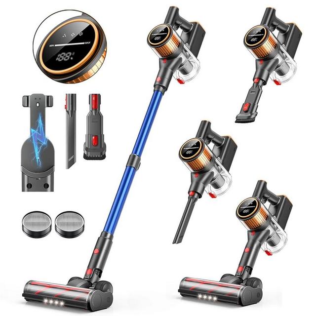 Cordless Vacuum Cleaner, 45Kpa 550W 60Mins Vacuum Cleaners for Home, Stick Vacuum Cordless Rechargeable, Wall Mount Charging, Self-Standing, Household Vacuum for Pet Hair/Carpet/Hardwood Floor(X9)