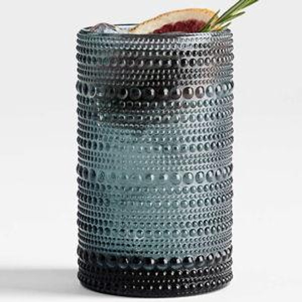 Alma Blue Vintage Double Old-Fashioned Glass + Reviews | Crate & Barrel
