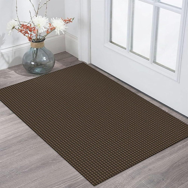 KOZYFLY Boho Rugs for Entryway 2x3 ft Small Area Rugs Washable Rugs Rubber Backed Front Door Rug Brown Cotton Entrance Rugs for Front Porch Bathroom Kitchen Bedroom