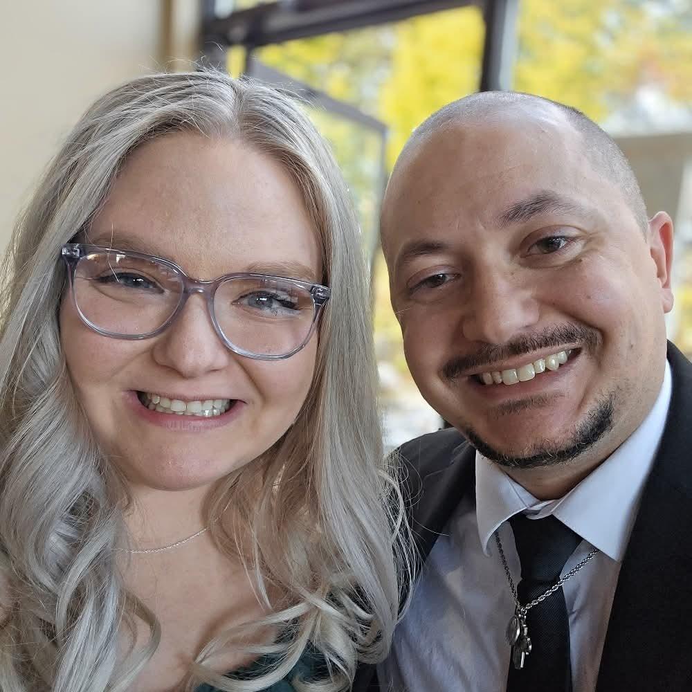 Enjoying our friends' wedding.