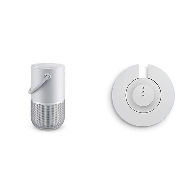Bose Portable Home Speaker with Alexa Voice Control Built-in, Luxe Silver Bundle with Bose Portable Home Speaker Charging Cradle, Silver