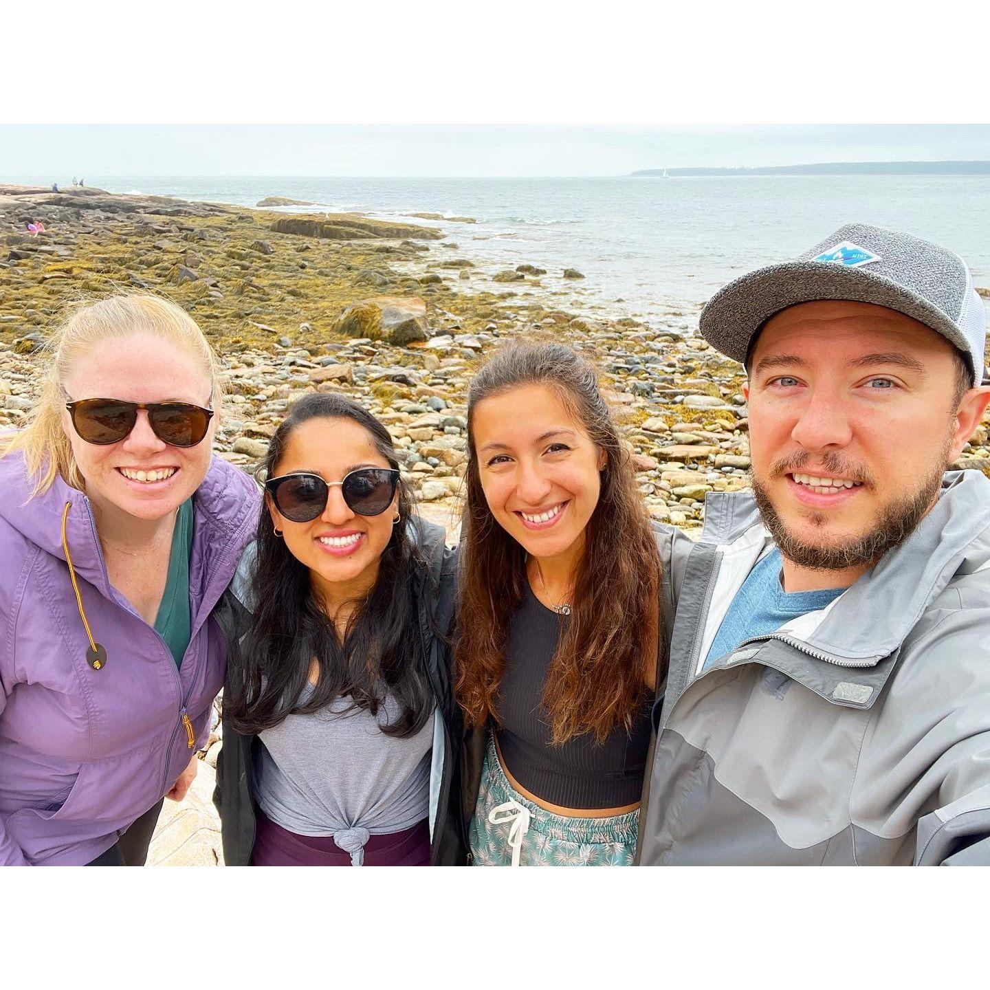 Allie, Apoorva, Chanel, and Chris on the Wonderland Trail in the Southwest Harbor