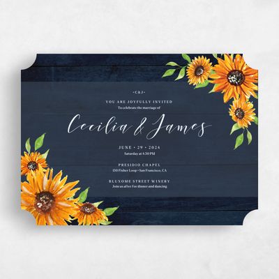 Blue Ticket Wedding Invitation - Sunnyridge Corner