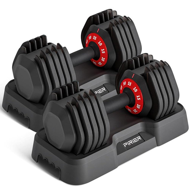 Adjustable Dumbbell Set 55LB Dumbbells Weight, 10-in-1 Weight Dumbbell with Anti-Slip Metal Handle and Bicep Supports for Comprehensive Full Body Strength Training
