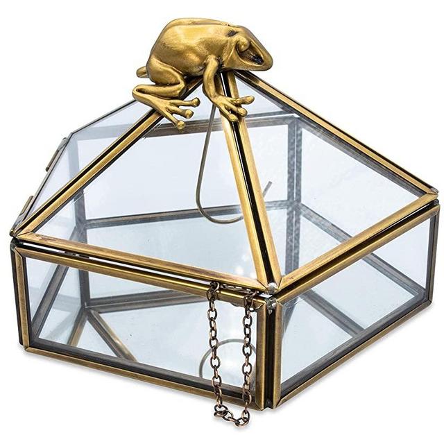 Ukonic Harry Potter Gold Chocolate Frog Jewelry Box Organizer Display Case Container | Jewelry Dish Trinket Tray for Necklaces, Rings, Bracelets | Home Decor Room Essentials | Wizarding World Gifts