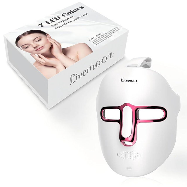 SDKWDH Led Face Mask Light Therapy, 7-1 Colors LED Facial Skin Care Mask, Red Light Therapy Mask for Face