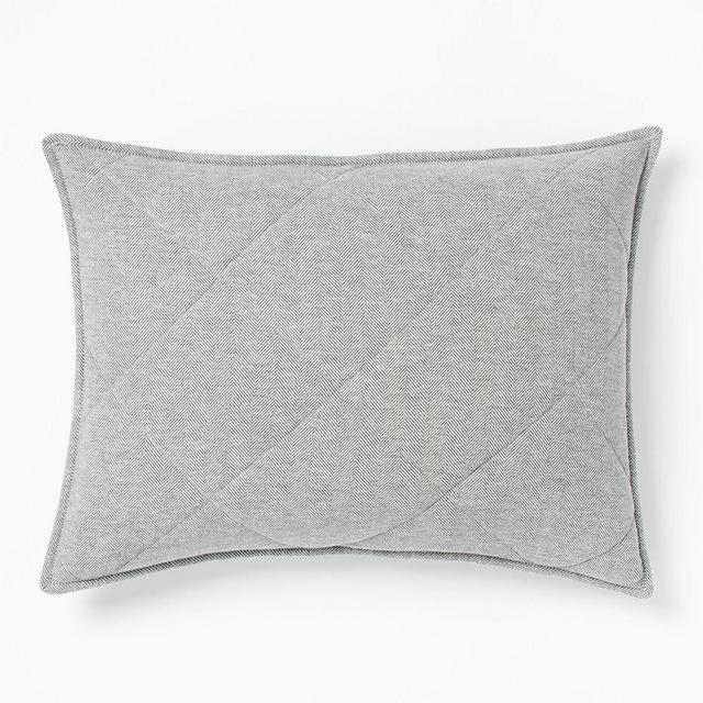 Flannel Herringbone Standard Sham, Medium Gray, Set Of 2
