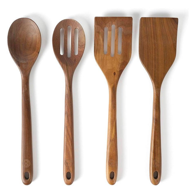 Martha Stewart Bainford 4-Piece Wooden Kitchen Tool Set - Walnut