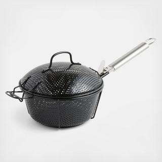 Outdoor Round Non-Stick BBQ Grill Basket with Lid