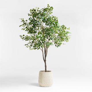 Potted Faux Triangle Ficus Tree