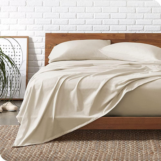 Bare Home 100% Organic Cotton Jersey Sheet Set, Ultra Soft, 100% Cotton - Sheet Set & Pillowcases - Deep Pocket Bed Sheets (King, Sand)