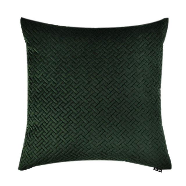 Artcest Cozy Solid Quilted Velvet Throw Pillow Case, Decorative Couch Cushion Cover, Soft Sofa Euro Sham with Zipper Hidden, 24" x 24" (Dark Green)