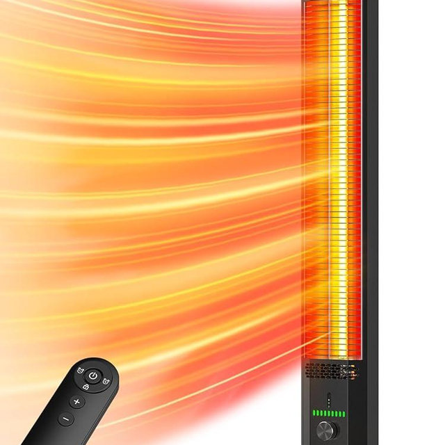 BALKO 42INCH Outdoor Heater, 9 Heat Levels & 540Min Timer, Child Safety Lock, IP65 Waterproof Garage Heater, 1500W Infrared Heating,Tip-Over & Overheat Protection, Patio Heaters for Outdoor Use Indoor