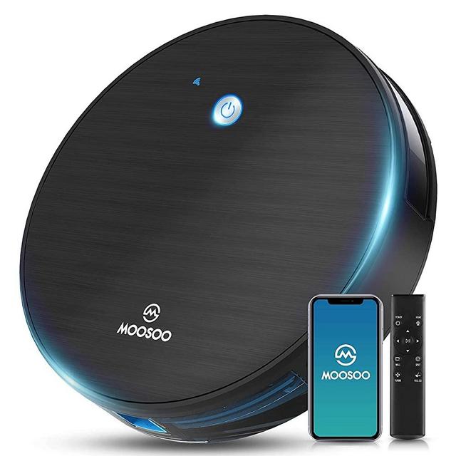 Robot Vacuum, MOOSOO Robotic Vacuum Cleaner, Wi-Fi Connectivity, 1800Pa Suction, Self-Charging, Multiple Cleaning Modes, Best for Pet Hairs, Hard Floor & Medium Carpet