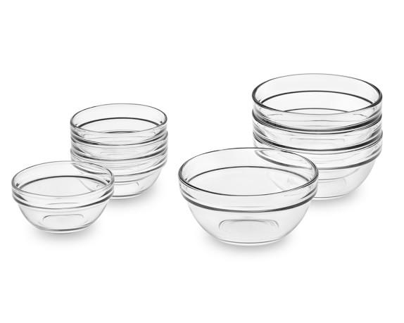 Glass Prep Mixing Bowls, Set of 8