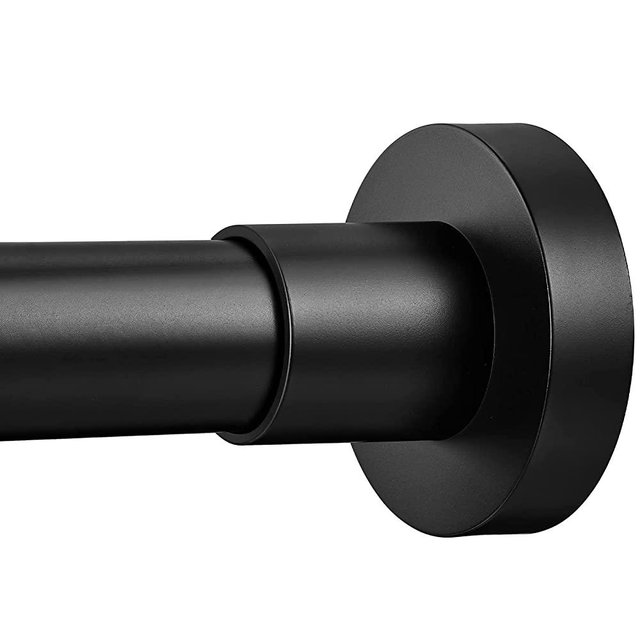 EBOATOP Shower Curtain Rod Tension - Never Rust No Drill Non-Slip Spring Tension Shower Rod, 43-73 inches Stainless Steel, Matte Black