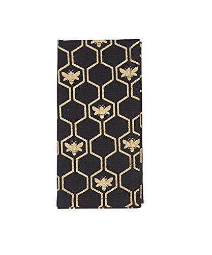 Cloth Napkins 18 Inches Table Linens Linen Napkins Black and Gold French Country Bee Set of 4