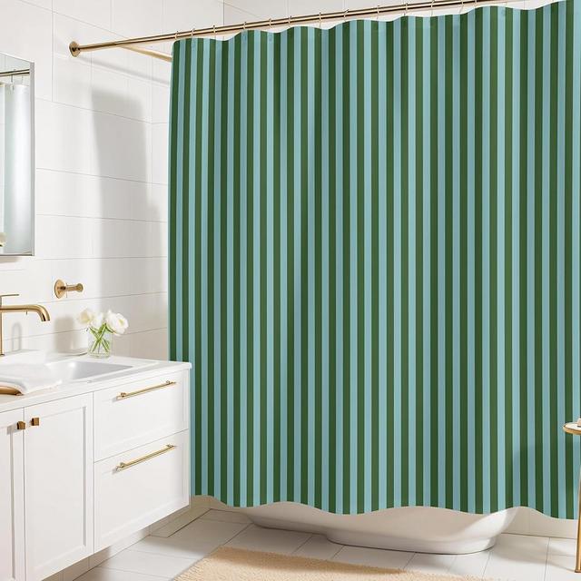 Worthwhile Goods Striped Shower Curtain - Green and Teal Stripes - Modern Coloruful Home Decor - Fabric Shower Curtain for Any Bathroom - 72x72 Inches (Green/Teal Stripes)
