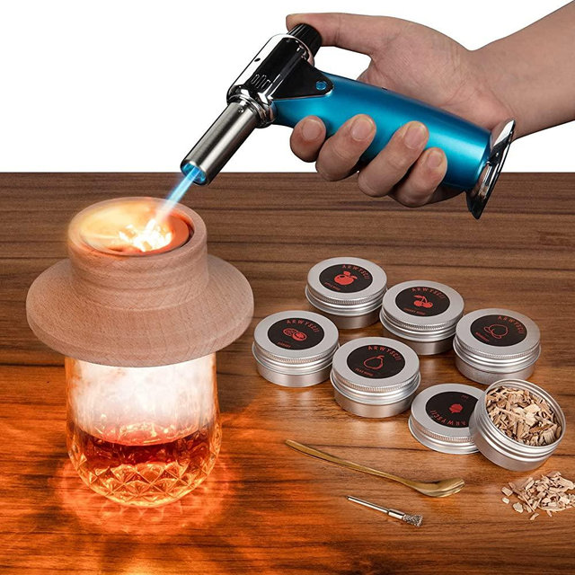 Cocktail Smoker Kit With Torch, Old-fashioned Whiskey Smoker Infuser Kit for Party, 6 Flavored for Whiskey Smoker Lover Birthday Gift(Without Butane)