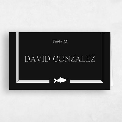 Black Wedding Place Card - Teagan Fish