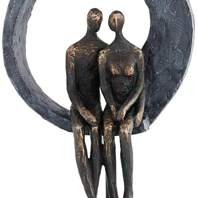 Studio 55D Abstract Couple 12" High Antique Brass Sculpture