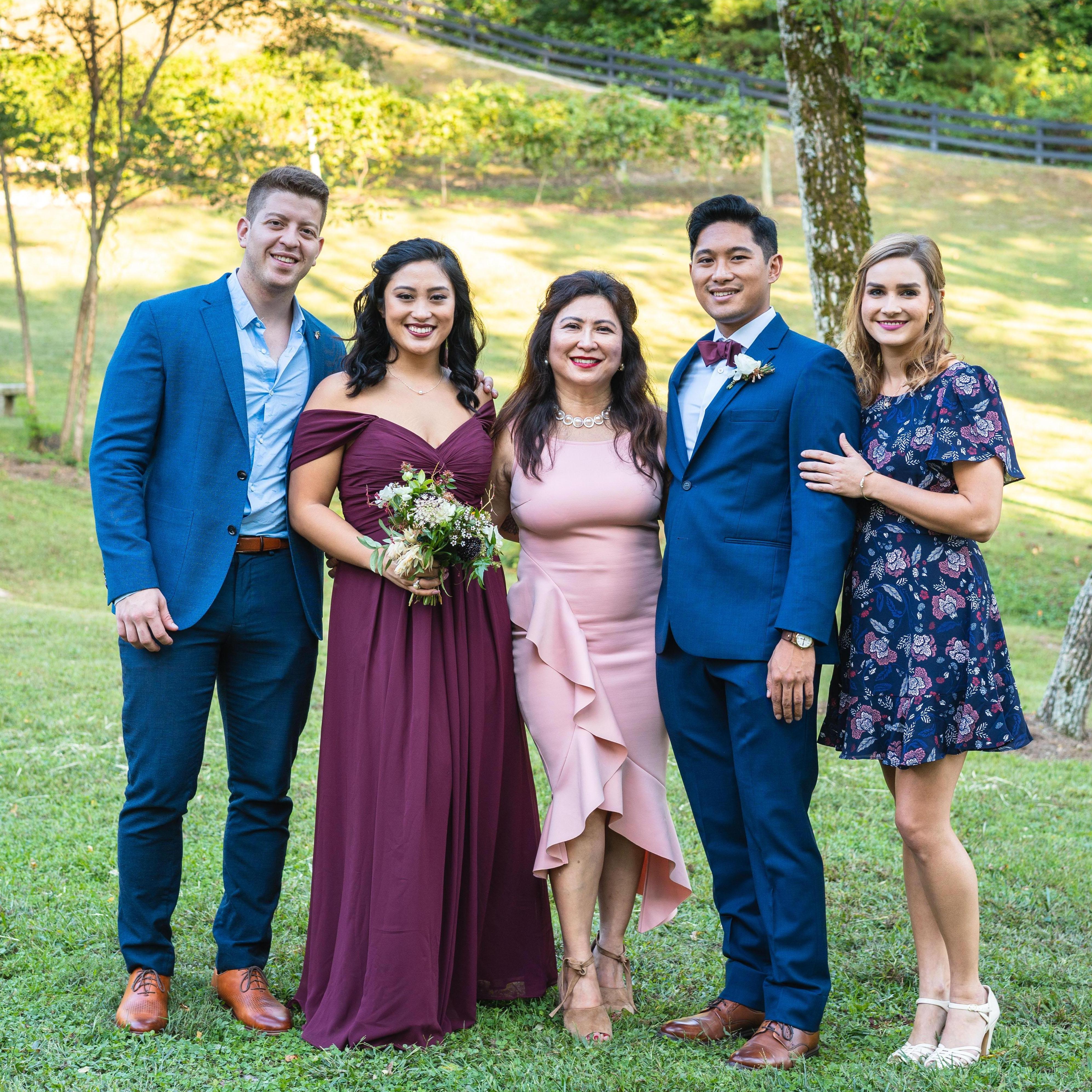 Julian, Eryn, Marissa, Ryan, Stephanie. Dizon wedding, 2018.