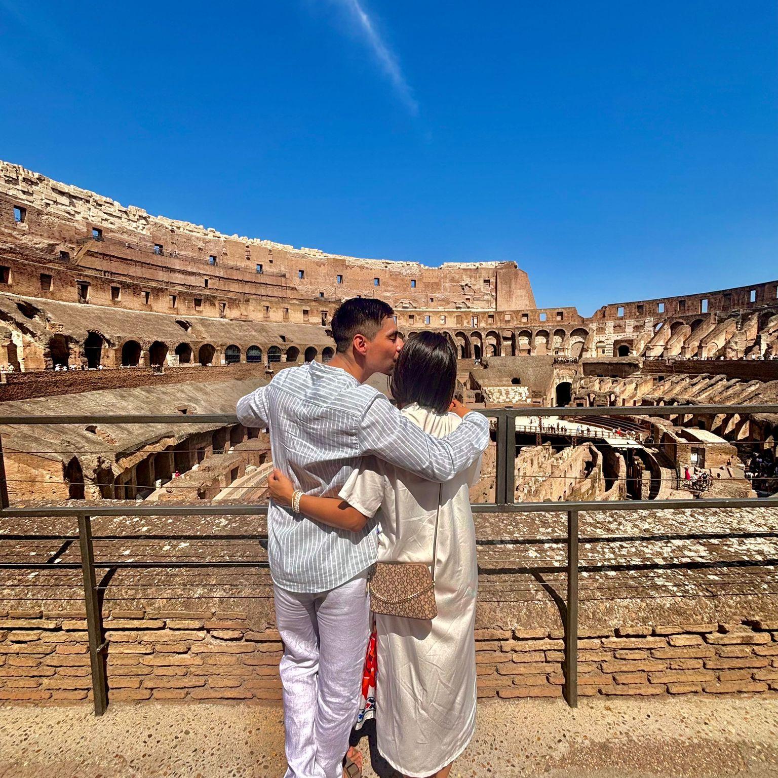 Oversite of the inside of the colosseum but i was so nervous to pop the question soon haha