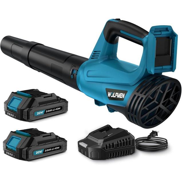 Leaf Blower, Electric Cordless Leaf Blower with 2 Batteries and Charger, 2 Speed Mode, Lightweight Leaf Blowers for Blowing Leaves, Lawn Care, Patio Cleaning and Dust