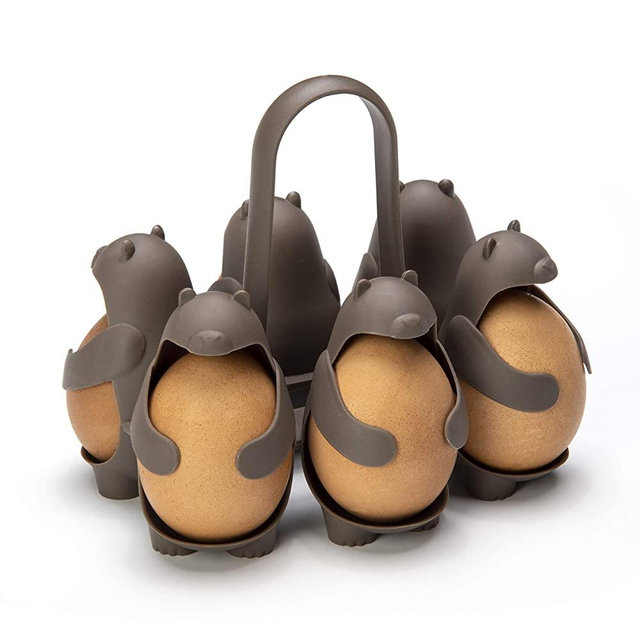 Peleg Design Eggbears 3-in-1 Cook, Store and Serve Egg Holder, Bear-Shaped Boiled Egg Cooker for Making Soft or Hard Boiled Eggs, Holds 6 Eggs for Easy Cooking and Fridge Storage