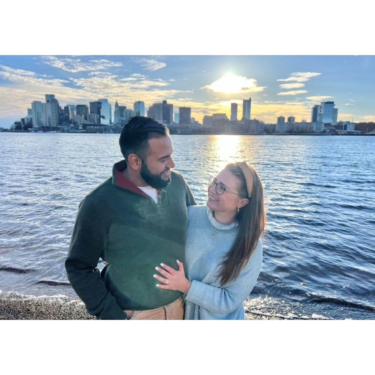 Engagement Photos at the East Boston Waterfront - Winter 2024